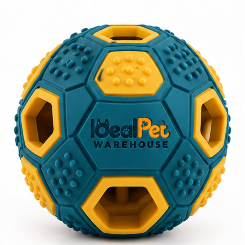 Ideal Pet Warehouse Honeycomb Treat-Dispensing Rubber Dog Toy - Teal/Yellow