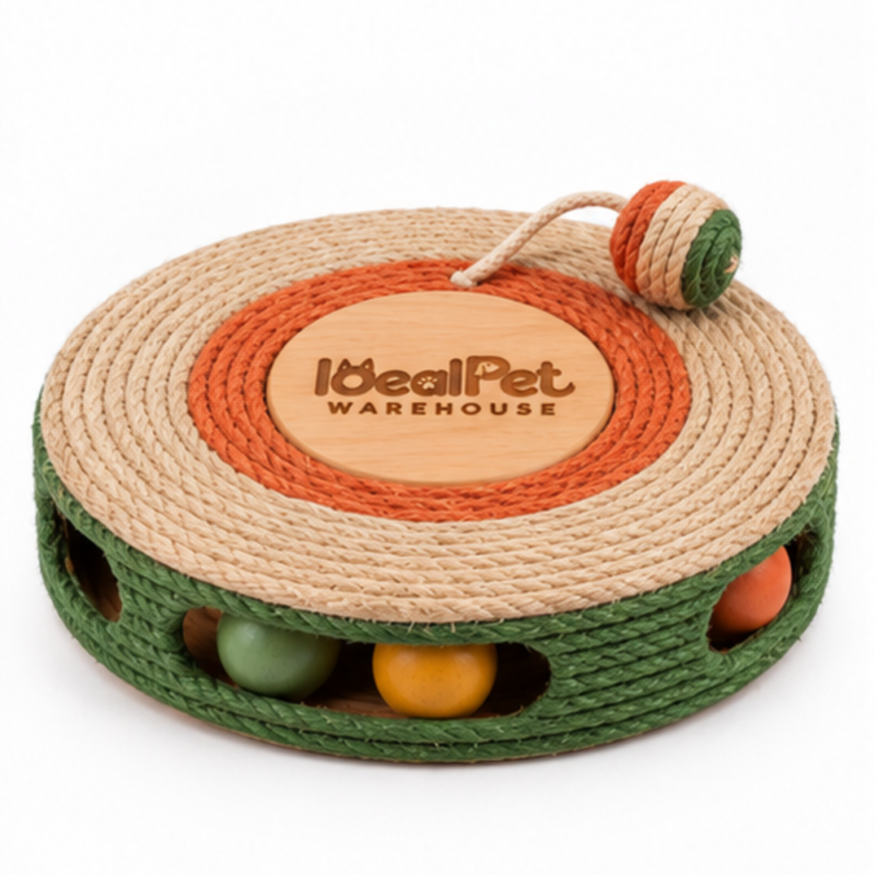Ideal Pet Warehouse Pinwheel Sisal Rope Scratching Disc Cat Toy - Beige/Orange/Green