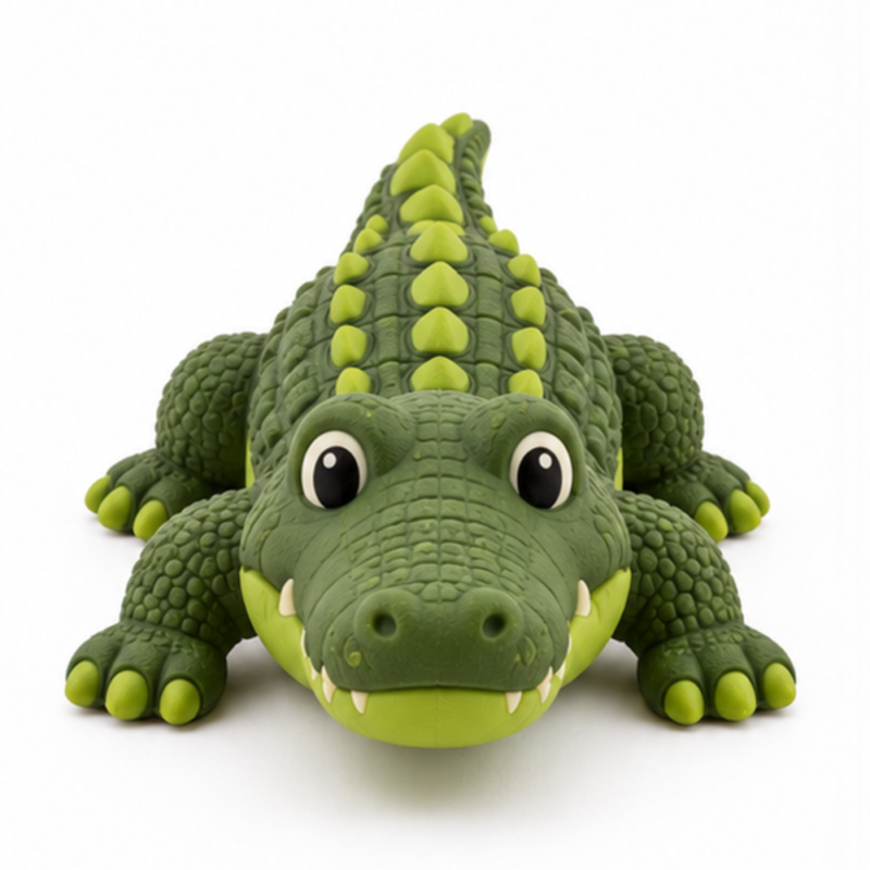 Ideal Pet Warehouse Snapper Natural Rubber Crocodile Chew Toy for Dogs - Olive/Lime Green